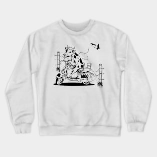 Cow riding a moped Crewneck Sweatshirt